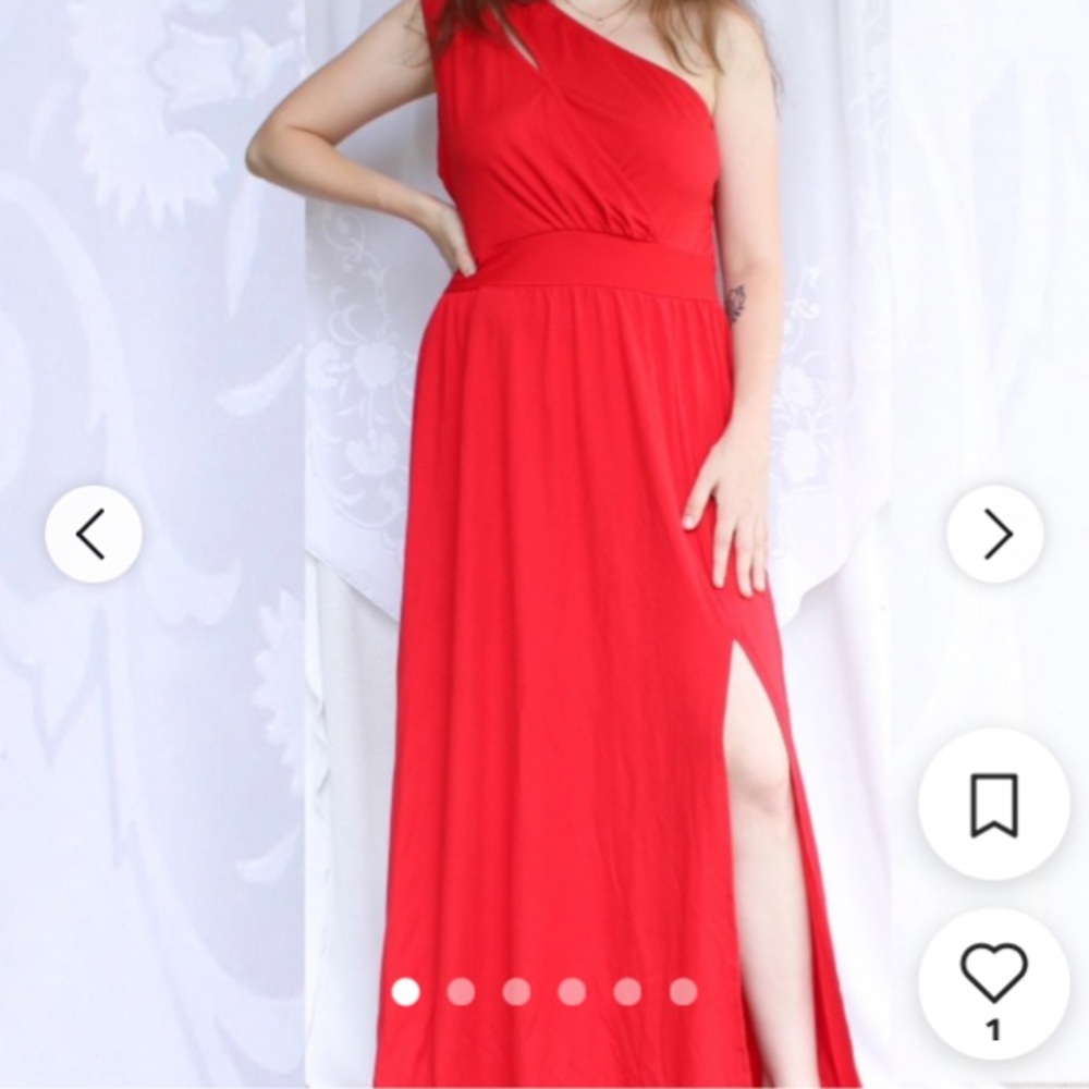 Chic One-Shoulder Red Dress